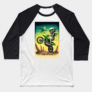 Monster Riding Dirt Bike Anime Style Baseball T-Shirt